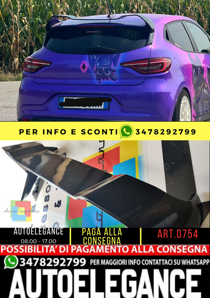 ⭐0754 SPOILER ADATTO PER CLIO 5 2019+ STANDARD LOOK RS NERO LUCIDO⭐