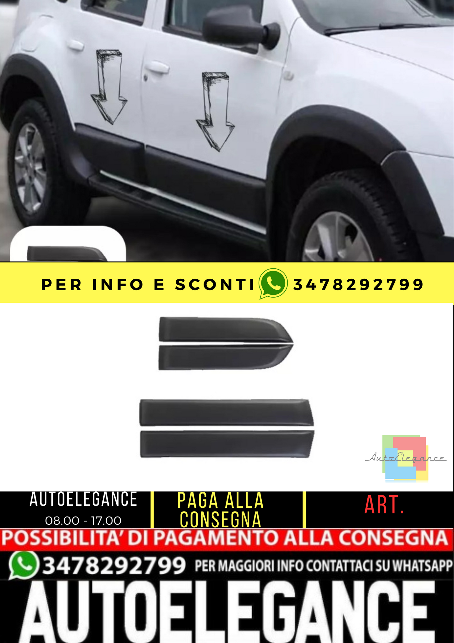 ⭐Pannellatura carrozzeria compatibile con DACIA Duster Serie 1 2010-2017 4 pezz⭐