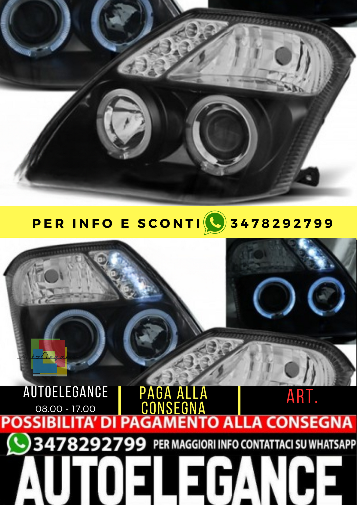 ⭐FARRI ADATTO PER CITROEN C2 09.03-10 ANGEL EYES NERI⭐