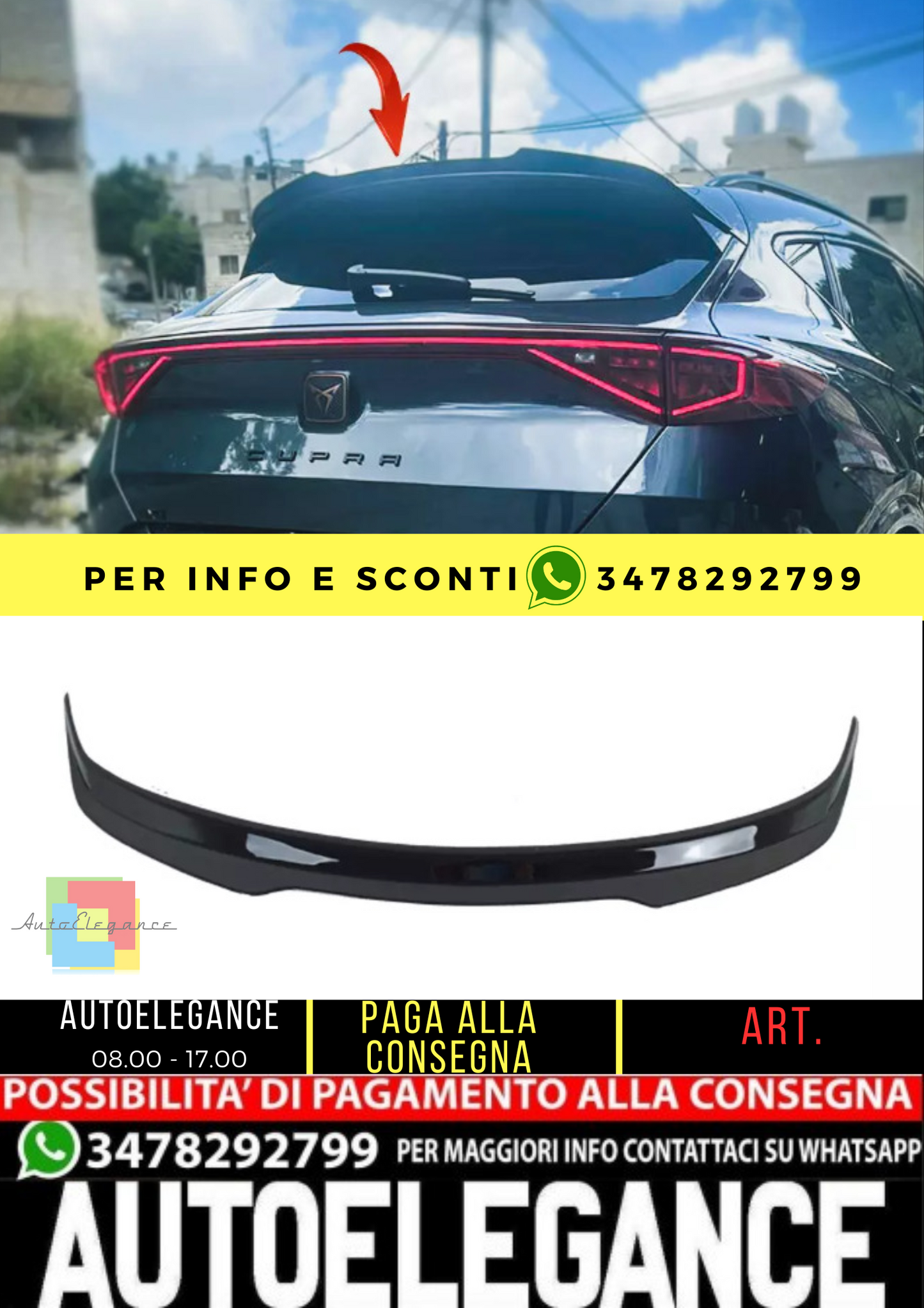 ⭐Spoiler sul tetto compatibile con spoiler posteriore CUPRA Formentor 2020+⭐