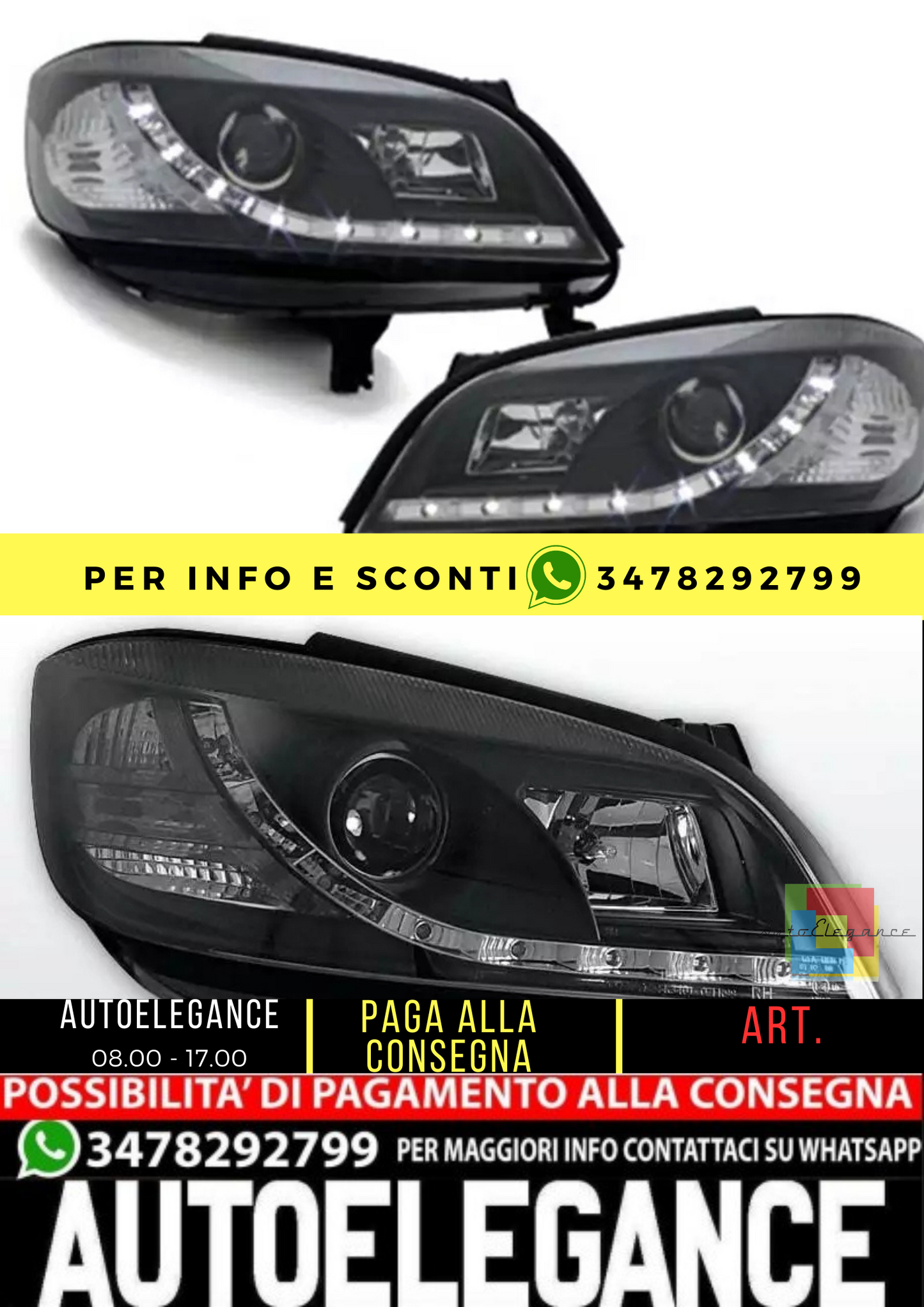 ⭐Pair of LED Headlights DRL Look for Opel ZAFIRA A 1999-2005 Daylight Black⭐