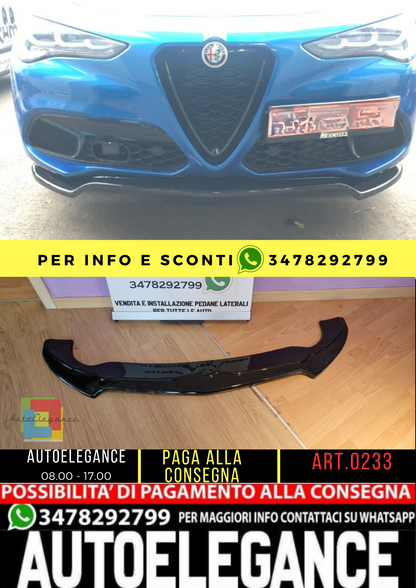 ⭐0233 SPLITTER ADATTO PER ALFA ROMEO STELVIO 2016+ NERO LUCIDO SOTTO PARAURTI⭐