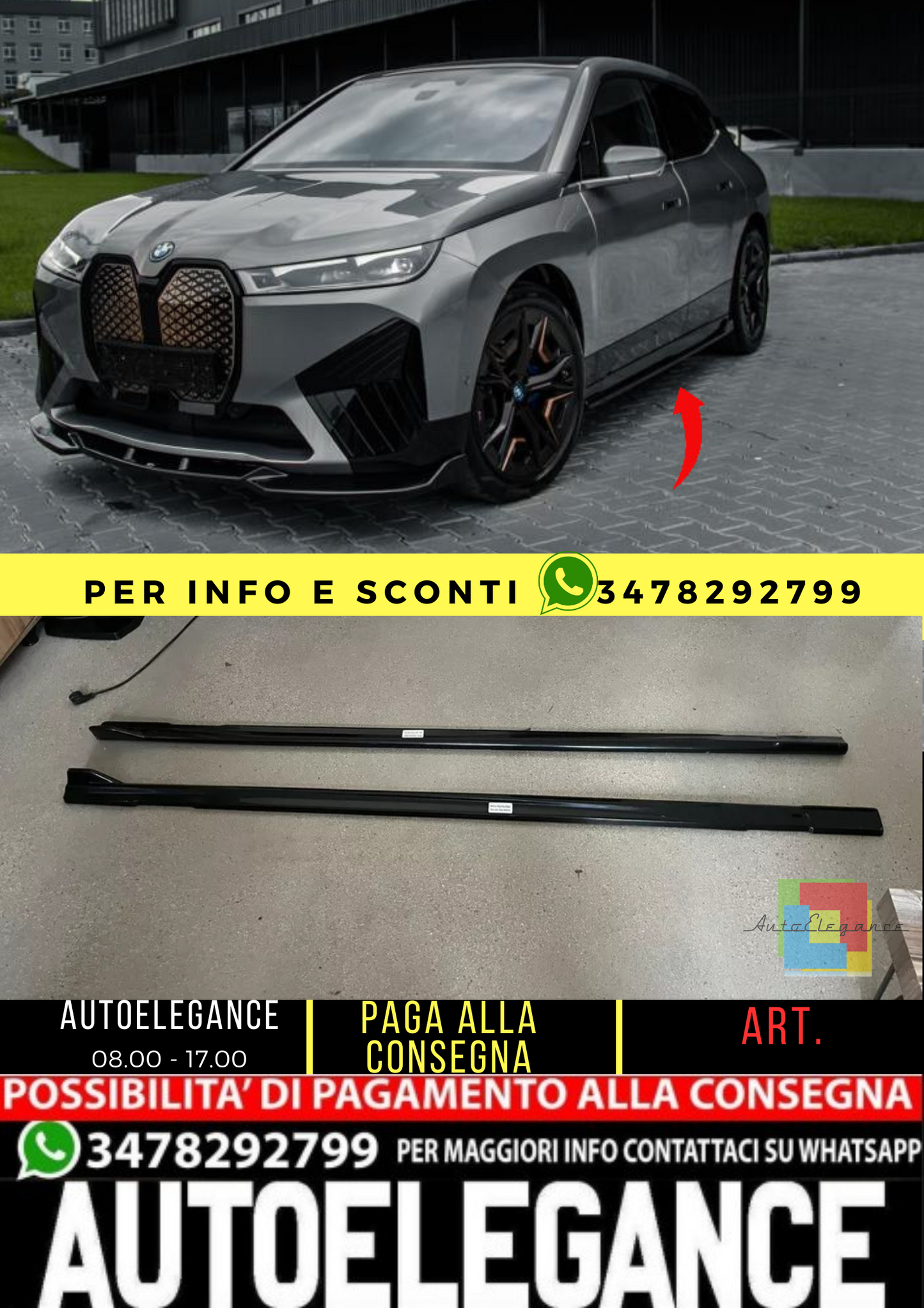 ⭐Sotto minigonne adatto per BMW iX M-Pack i20 2021+Side Skirts 2 Pcs GlossBlack⭐