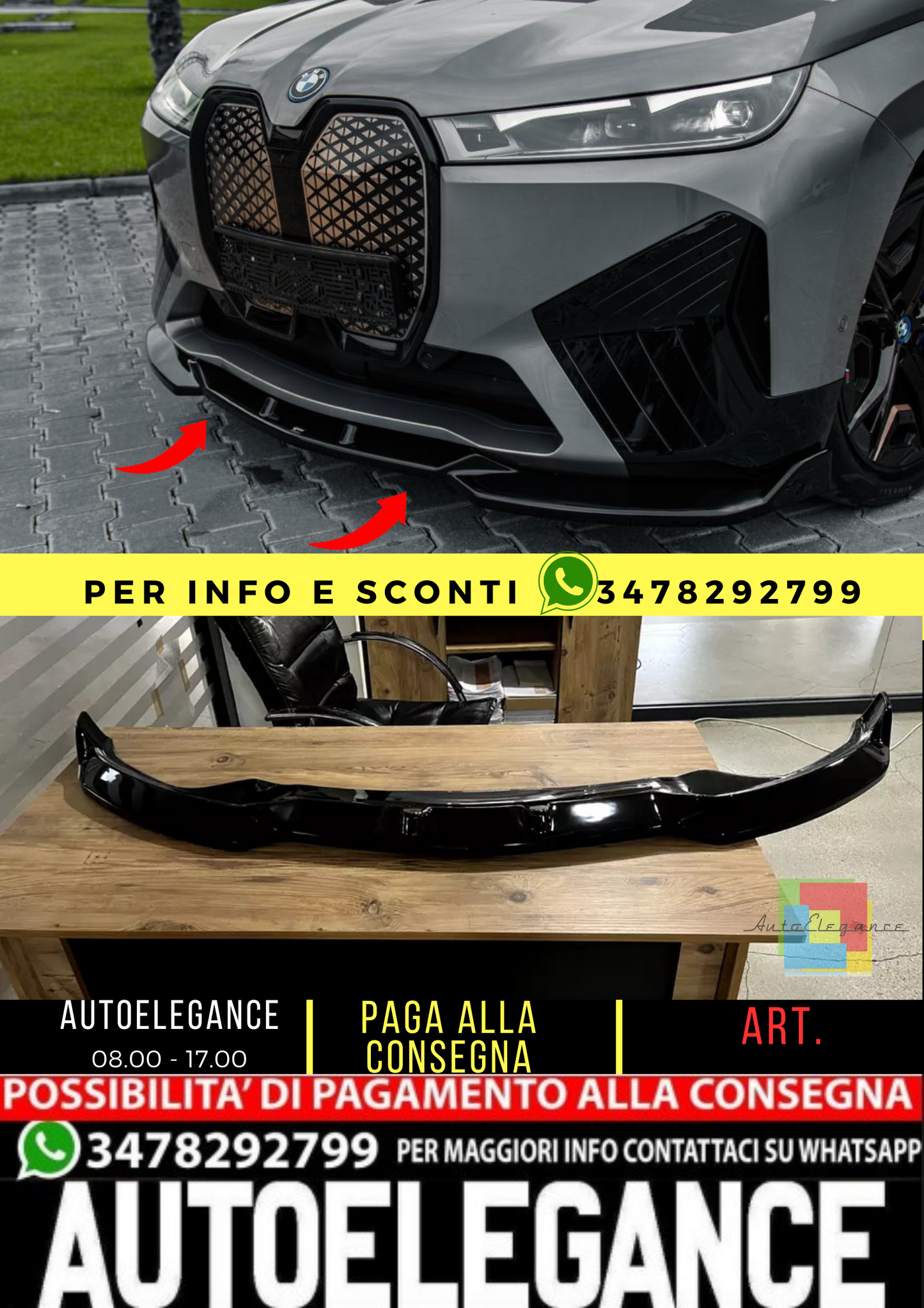 ⭐SPLITTER ADATTO PER BMW iX M-Pack i20 2021+ Front Splitter (Gloss Black)⭐