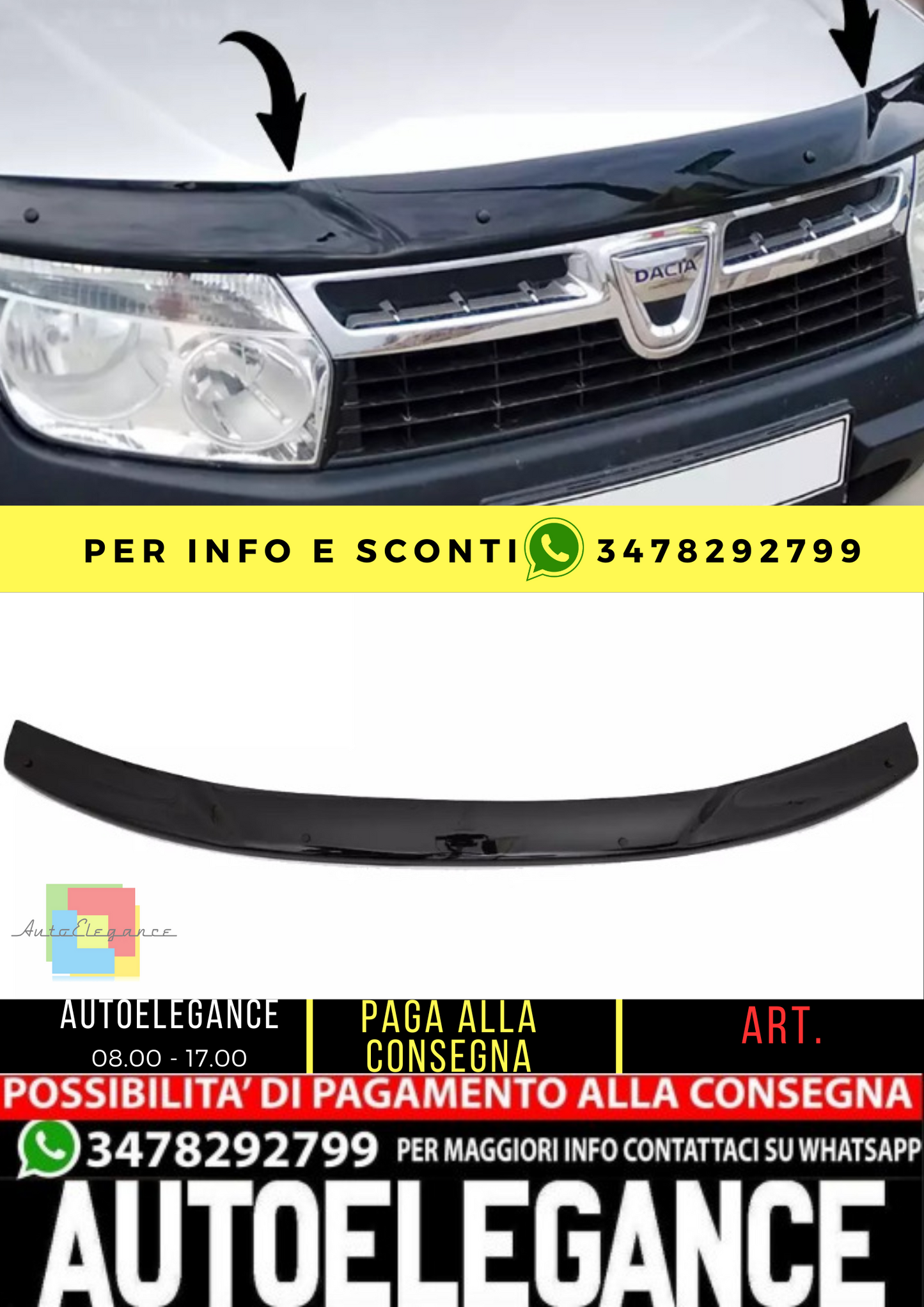 ⭐Protezione del cofano adatto per DACIA Duster Serie 1 2010-2017 Nero lucido⭐