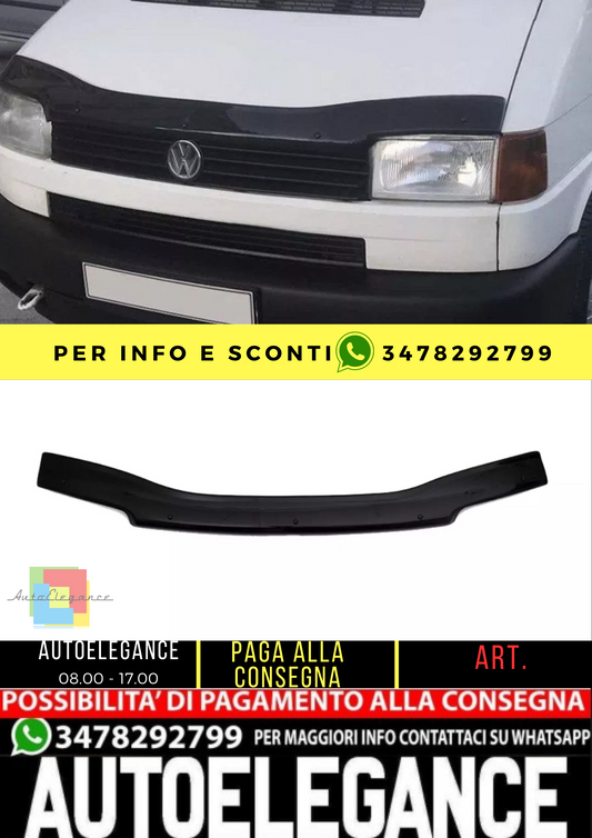 ⭐ Protezione cofano adatto per VW Transporter T4 1990-2003 nero lucido⭐
