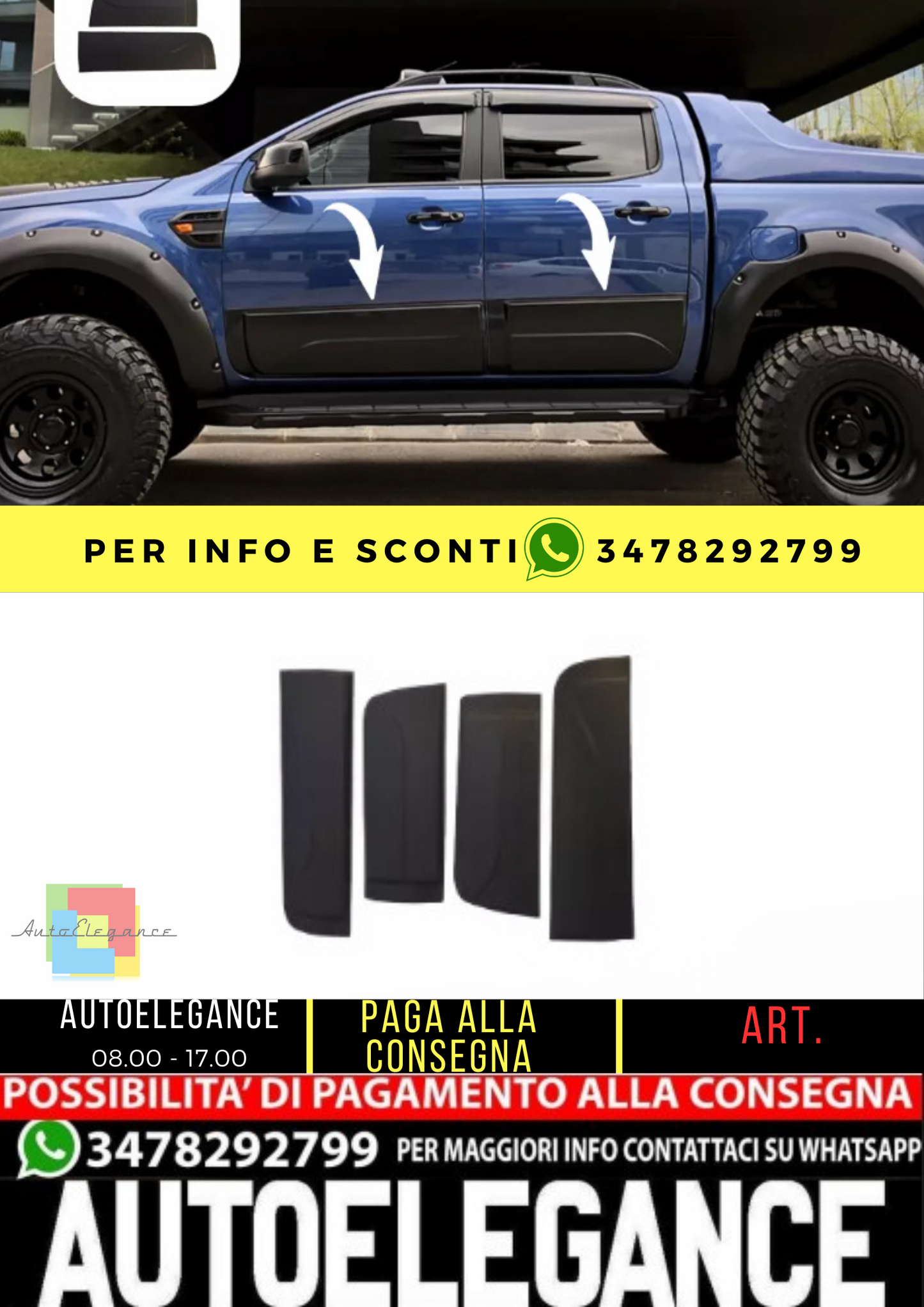 ⭐Pannello carrozzeria compatibile con FORD Ranger T6-T7-T8 2012-2022⭐