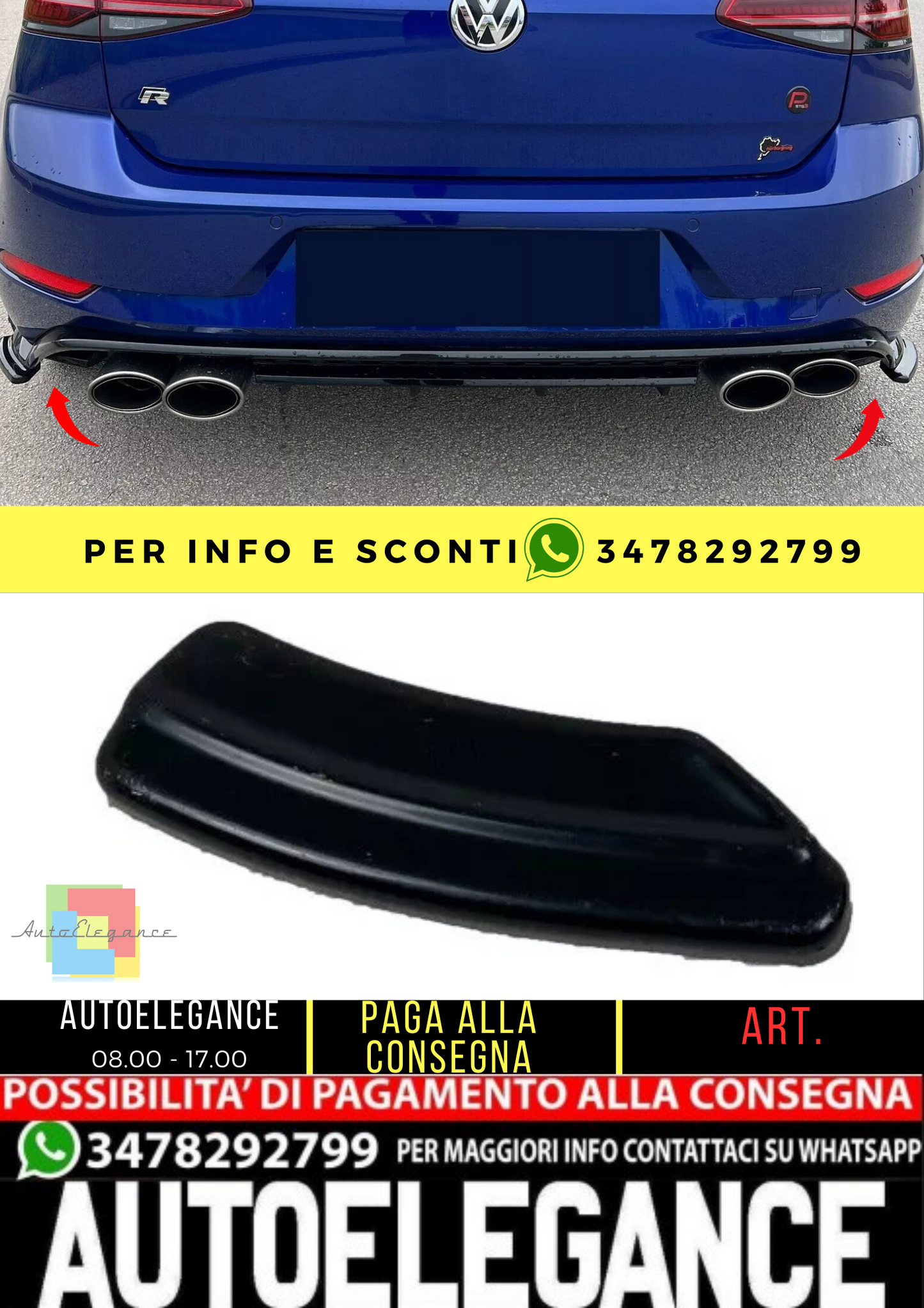 ⭐ Alette di avvicinamento posteriori compatibili con VW Golf Mk7.5 R 2017-2020 ⭐