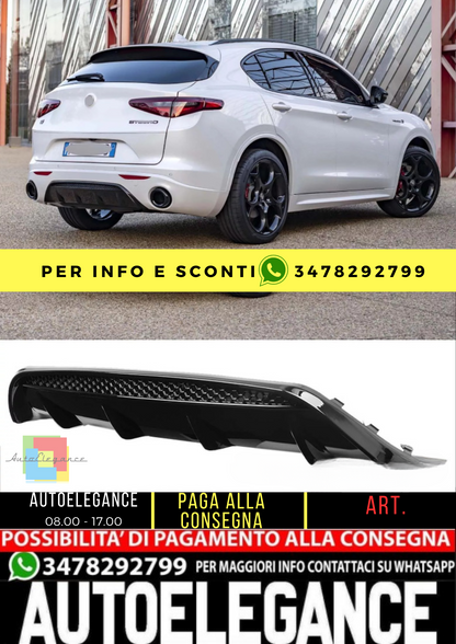 ⭐ DIFFUSORE POSTERIORE APPROCCIO POSTERIORE PER ALFA ROMEO STELVIO NERO LUCIDO ⭐