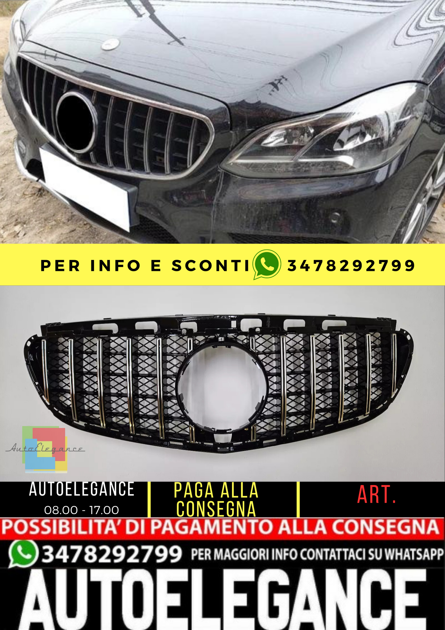 ⭐Mercedes Benz E Kl W212 2013 - 2015 griglia radiatore GT Panamericana cromata⭐