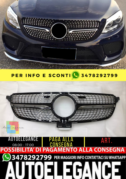 ⭐Mercedes Benz GLE W166 2015 - 18 griglia radiatore nera diamantata senza ⭐