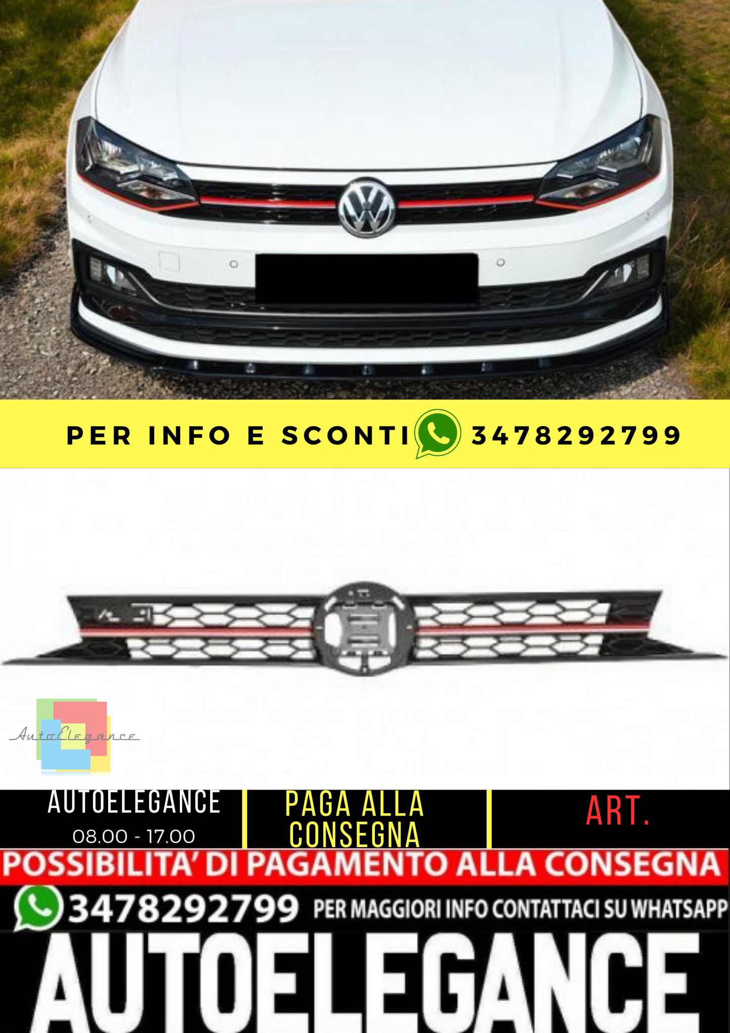 ⭐Griglia radiatore adatto per VW Polo 2018 - 2020 GTI⭐