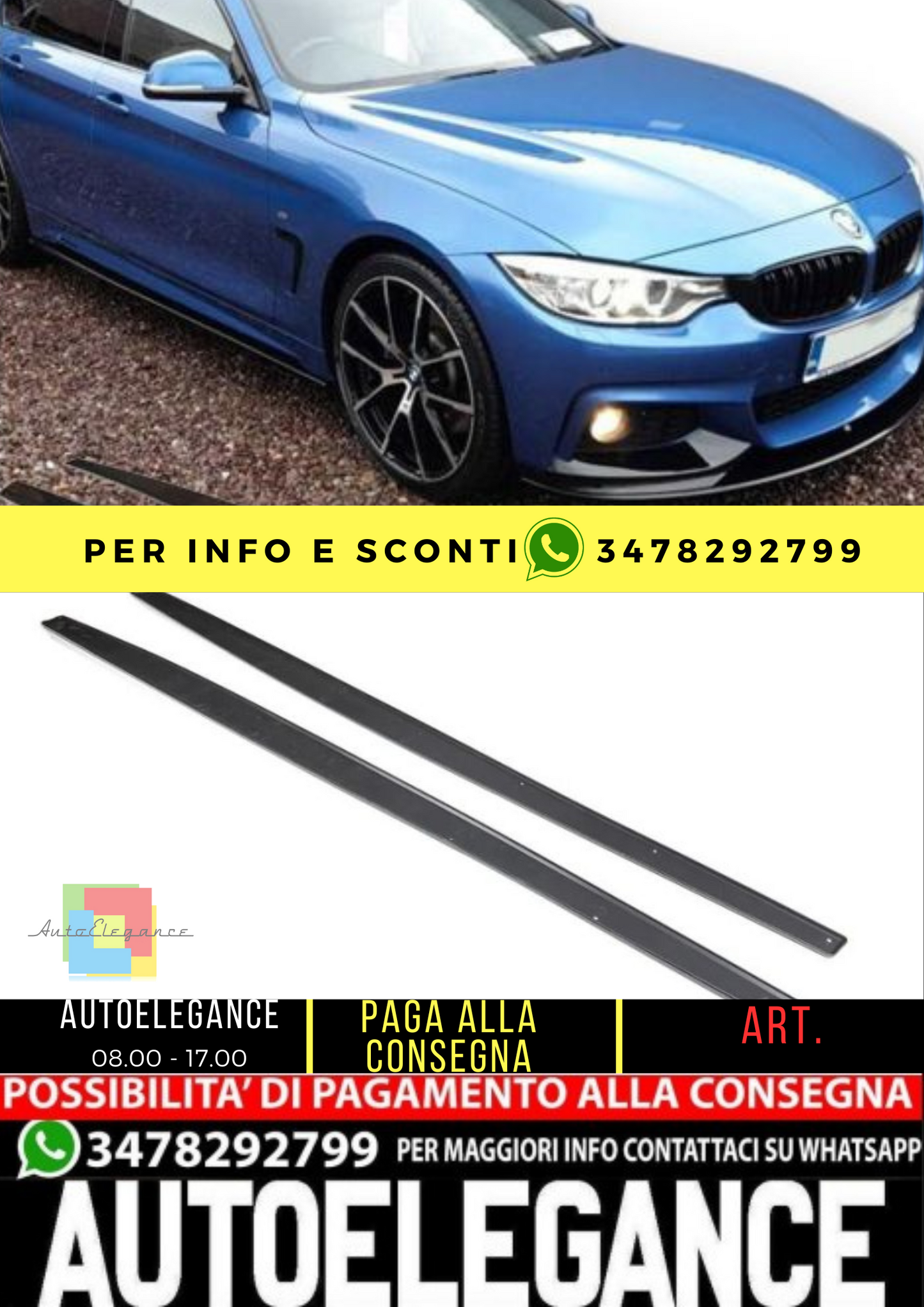 ⭐Minigonne laterali adatte per BMW Serie 3 F34 GT (SET/ABS)⭐