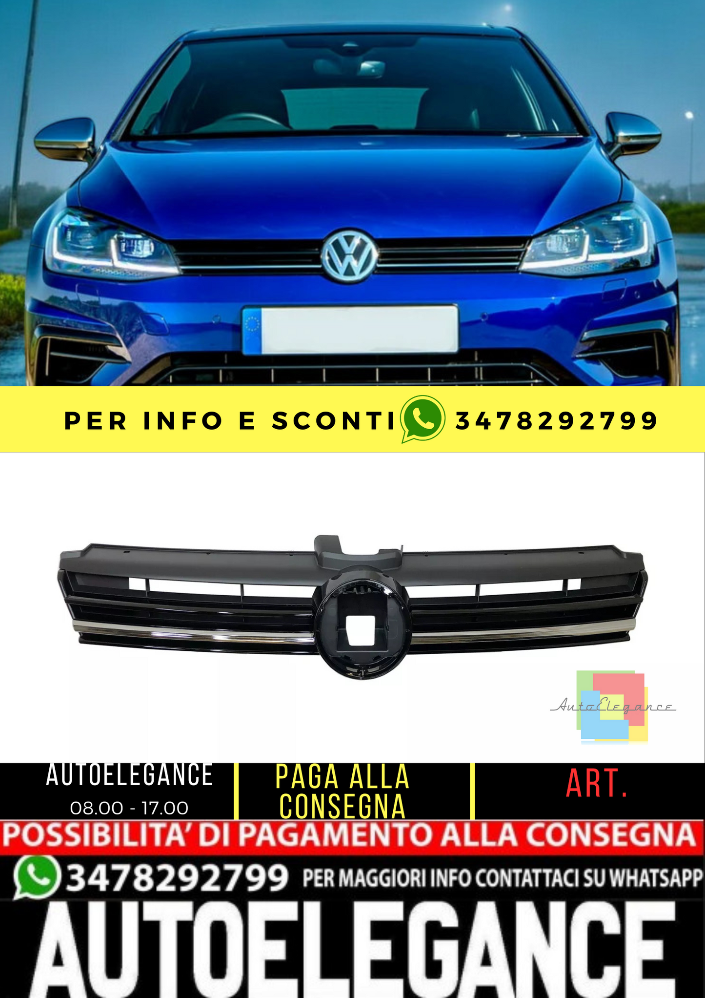 ⭐ GRIGLIA  RADIATORE ADATTO PER VW Golf 7.5 2017 - 2019 ⭐