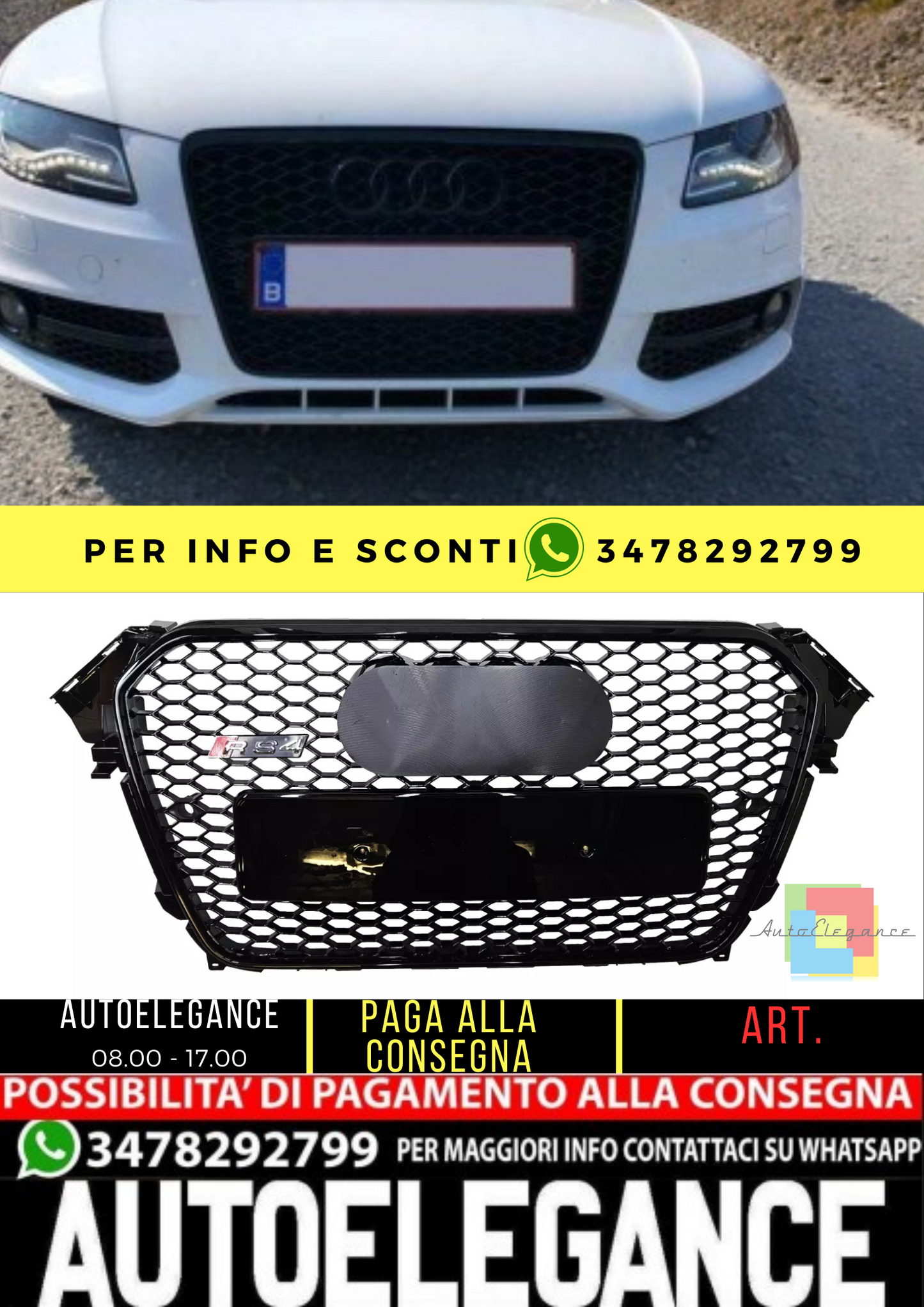 ⭐ Audi A4 B8 2012 - 2016 parrilla del radiador look RS4 - ⭐
