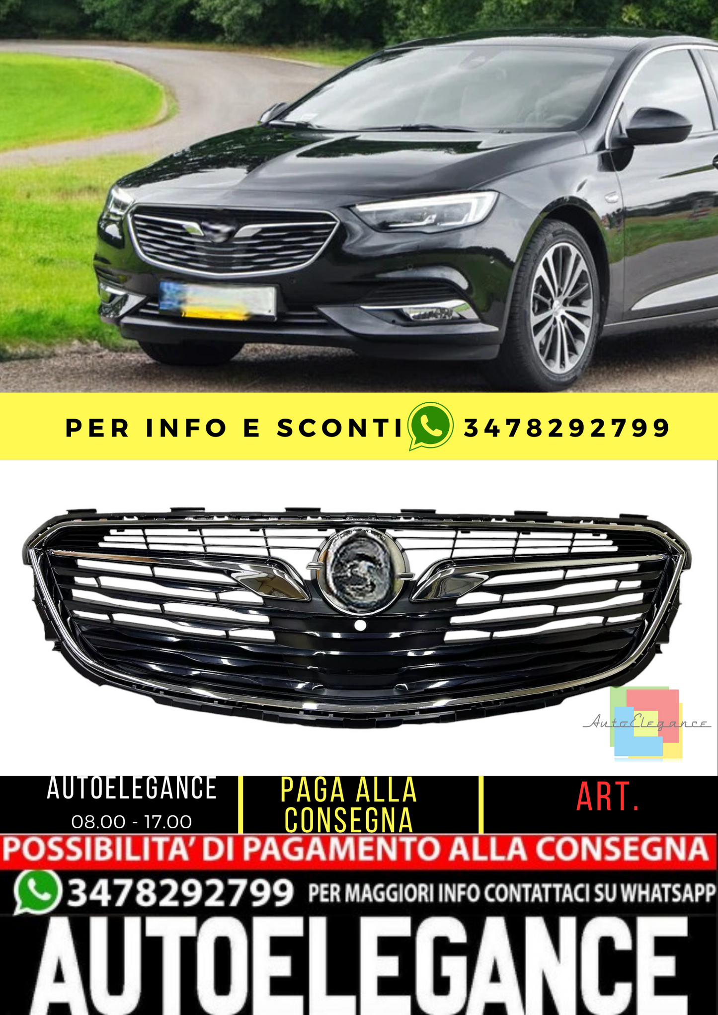 ⭐GRIGLIA RADIATORE ADATTO PER OPEL  Insignia B 2017 - 2020⭐
