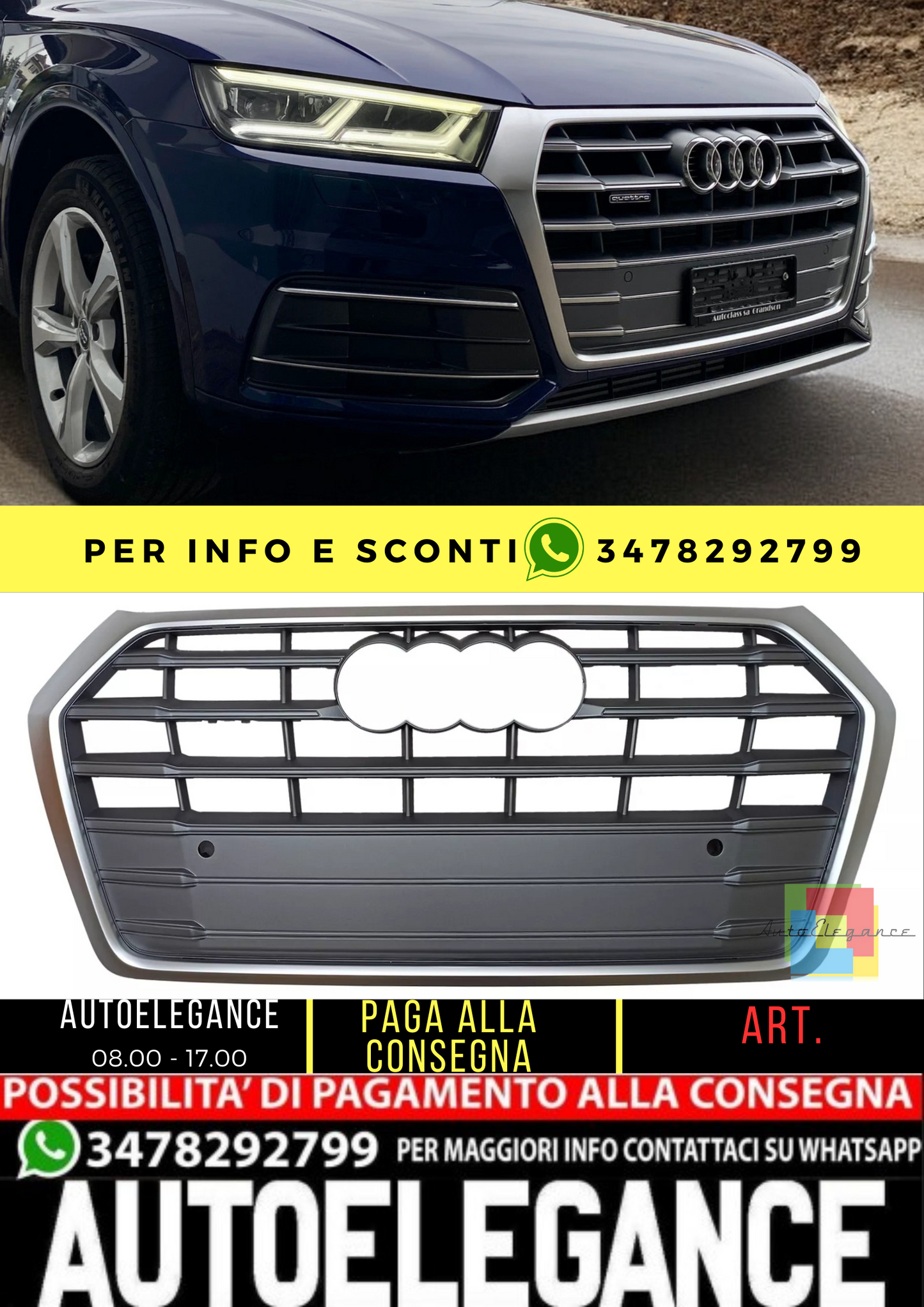 ⭐GRIGLIA RADIATORE ADATTO PER Audi Q5 FY 2017 - 2020 con PDC SET⭐