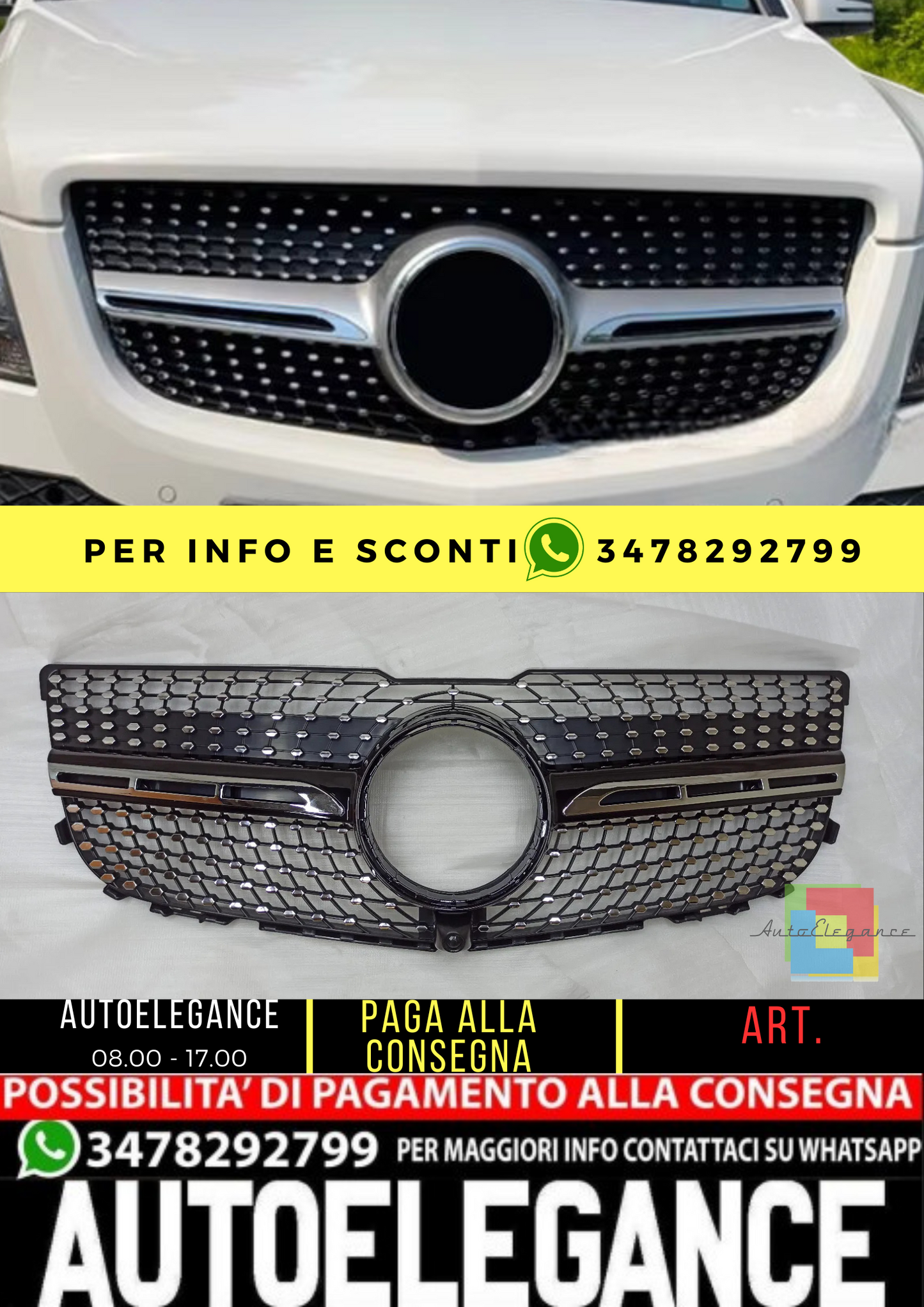 ⭐Mercedes Benz GLK Class X204 2013 -Facelift modello griglia refrigeratore nero⭐