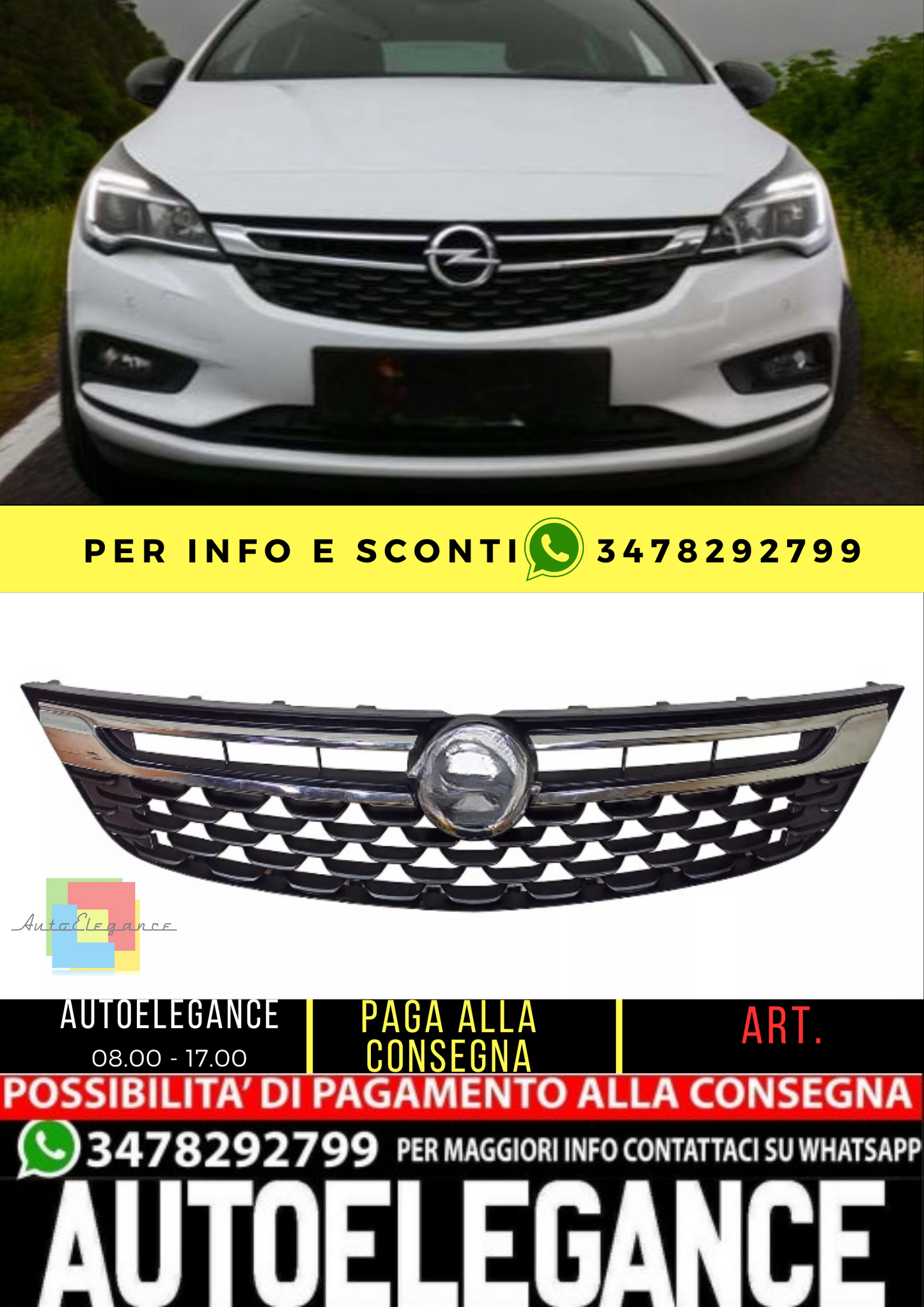 ⭐Opel Astra K 2015 - 2018 SET griglia radiatore⭐