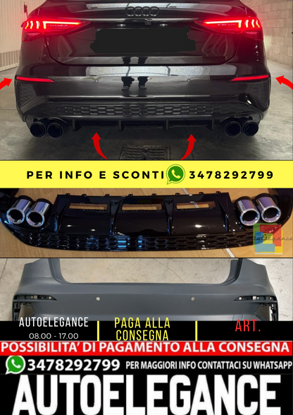 ⭐Paraurti posteriore adatto per A3 8Y hatchback look sline CON  Diffusore⭐