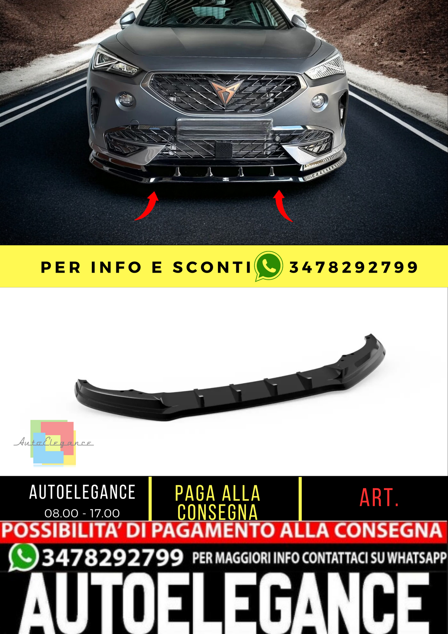 💥Splitter anteriore adatto per Cupra Formentor Mk1💥