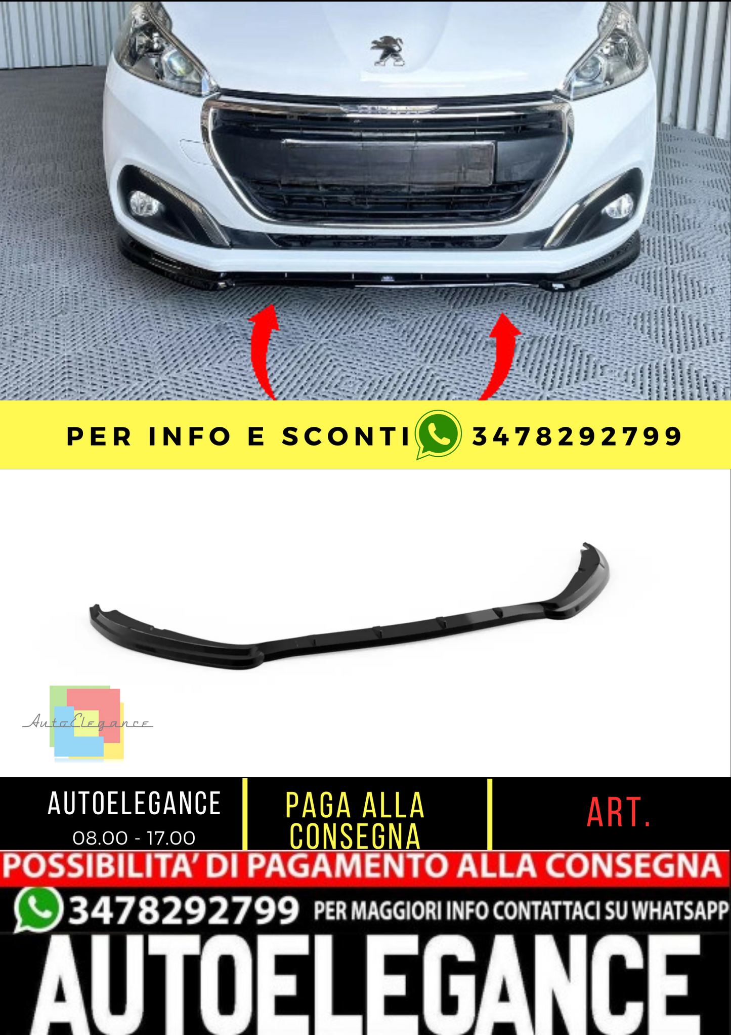 💥Splitter anteriore Peugeot 208 Mk1 Facelift (2015-2019)💥