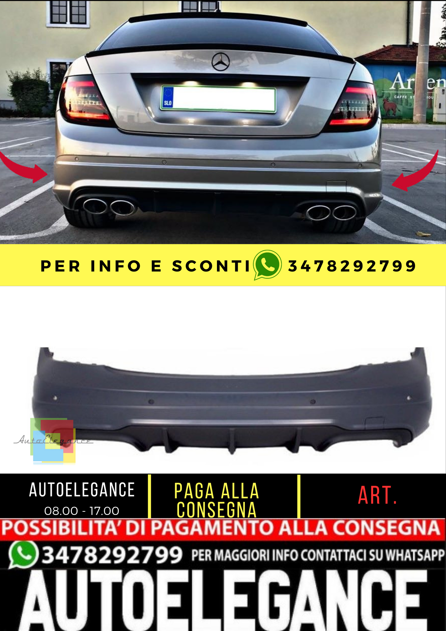 💥paraurti posteriore adatto per Mercedes w204 look AMG💥