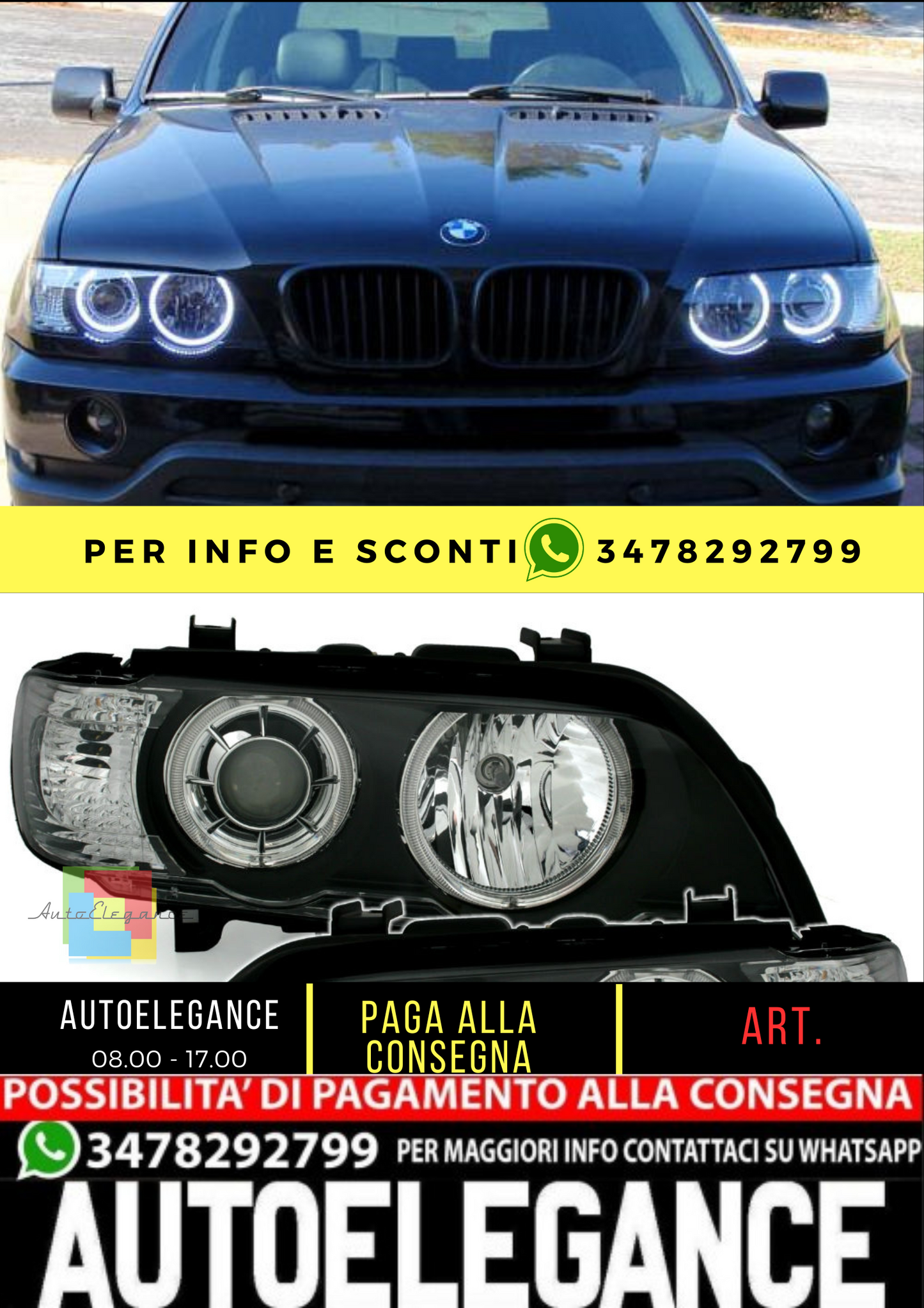 💥FARI ALLO XENO ANGEL EYES NERO per BMW X5 E53 11.03-06💥