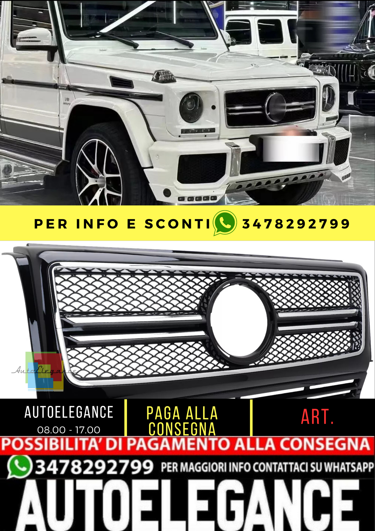 💥Griglia GT Panamericana adatta per Mercedes Sport W463 anteriore 12 argento 💥