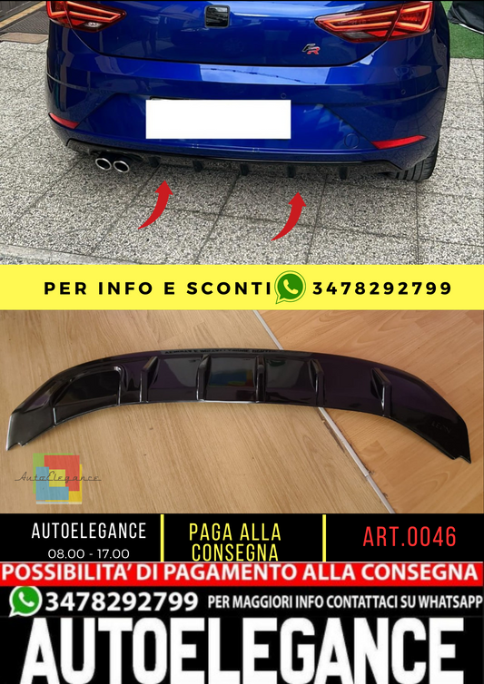💥0046 DIFFUSORE SEAT LEON 5F 2017-2020 STANDARD NERO LUCIDO💥