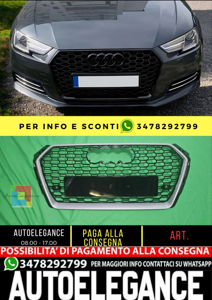 💥GRIGLIA RADIATORE RS4 LOOK ARGENTO ADATTO PER Audi A4 B9 2016 - 2019💥