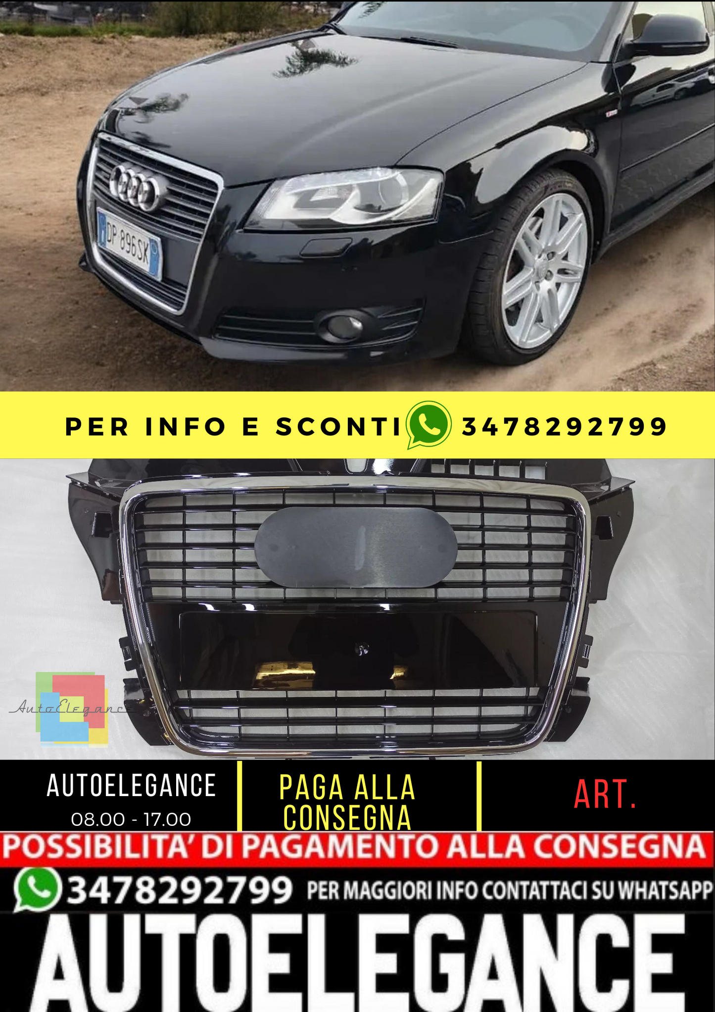 💥GRIGLIA RADIATORE ADATTO PER Audi A3 8P 08 - 11💥