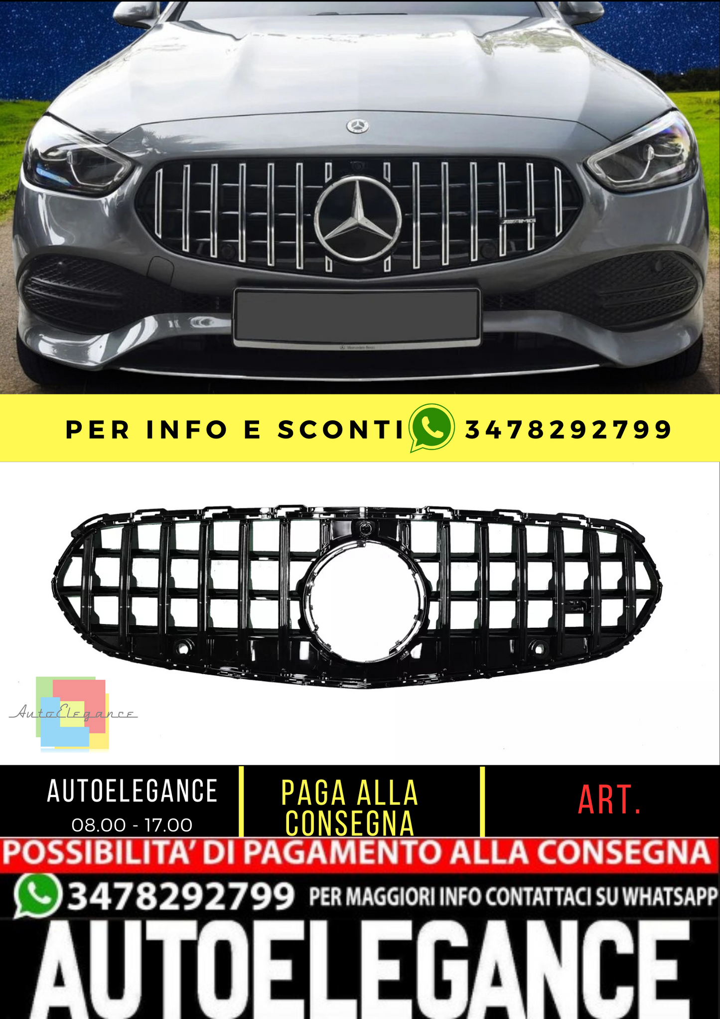 💥GRIGLIA RADIATORE GT ADATTO PER Mercedes Benz Classe C W206 2022 💥