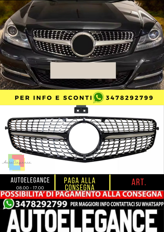 💥GRIGLIA RADIATORE NERO DIAMANTE ADATTO PER Mercedes Benz W204 C Kl 2007💥