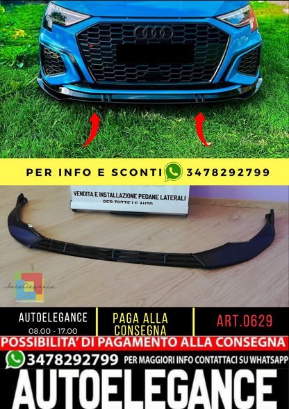 💥Art.0629 SPLITTER ADATTO PER A3 8Y 2020+ SLINE S3 NERO LUCIDO💥