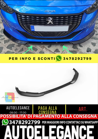 💥SPLITTER ANTERIORE ADATTO PER  V.1 Peugeot 208 Mk2 (2019-2023)💥