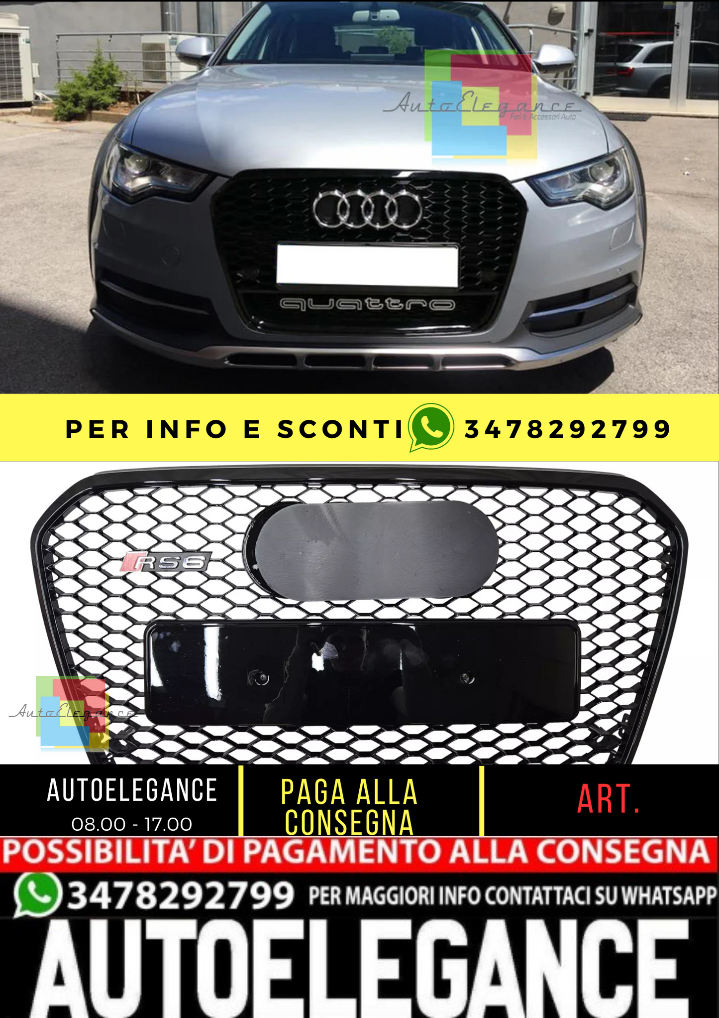 💥GRIGLIA RADIATORE ADATTO PER Audi A6 C7 2011 LOOK RS6💥