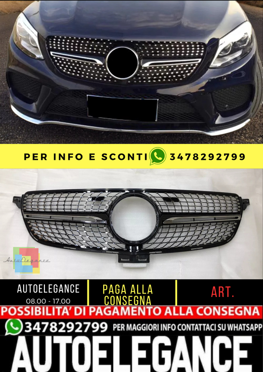 💥GRIGLIA RADIATORE NERA DIAMANTATA ADATTO PER MercedesBenz GLE W166 15-18 💥
