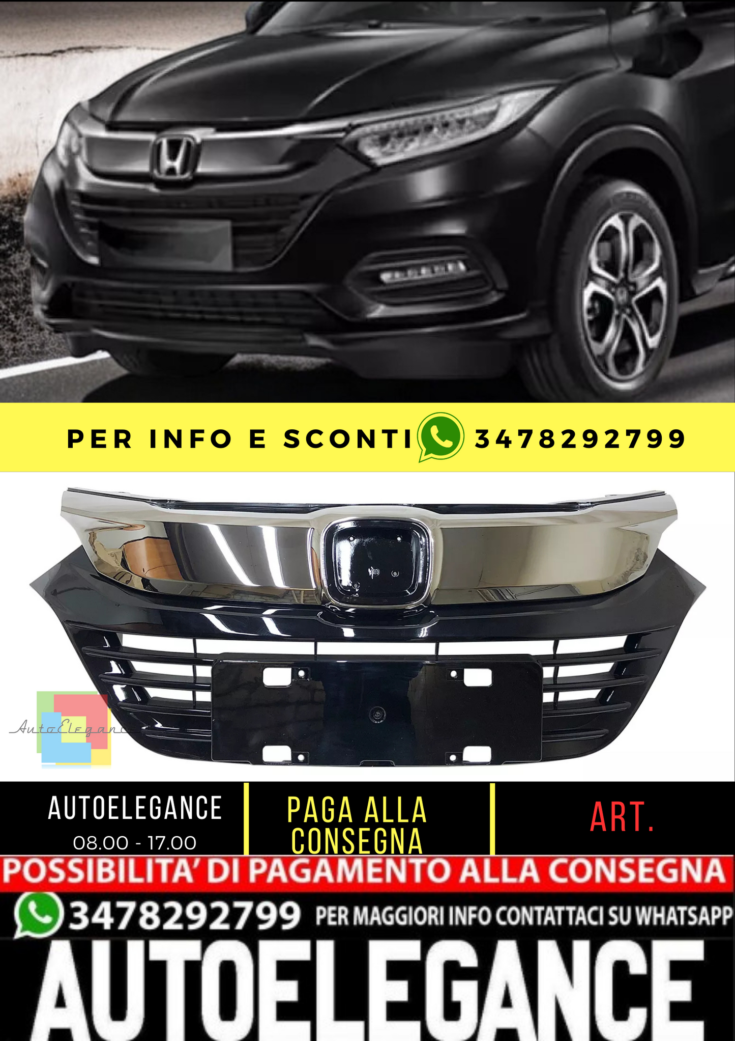 💥GRIGLIA RADIATORE ADATTO PER Honda HRV 2019 - 2021 Facelift 💥