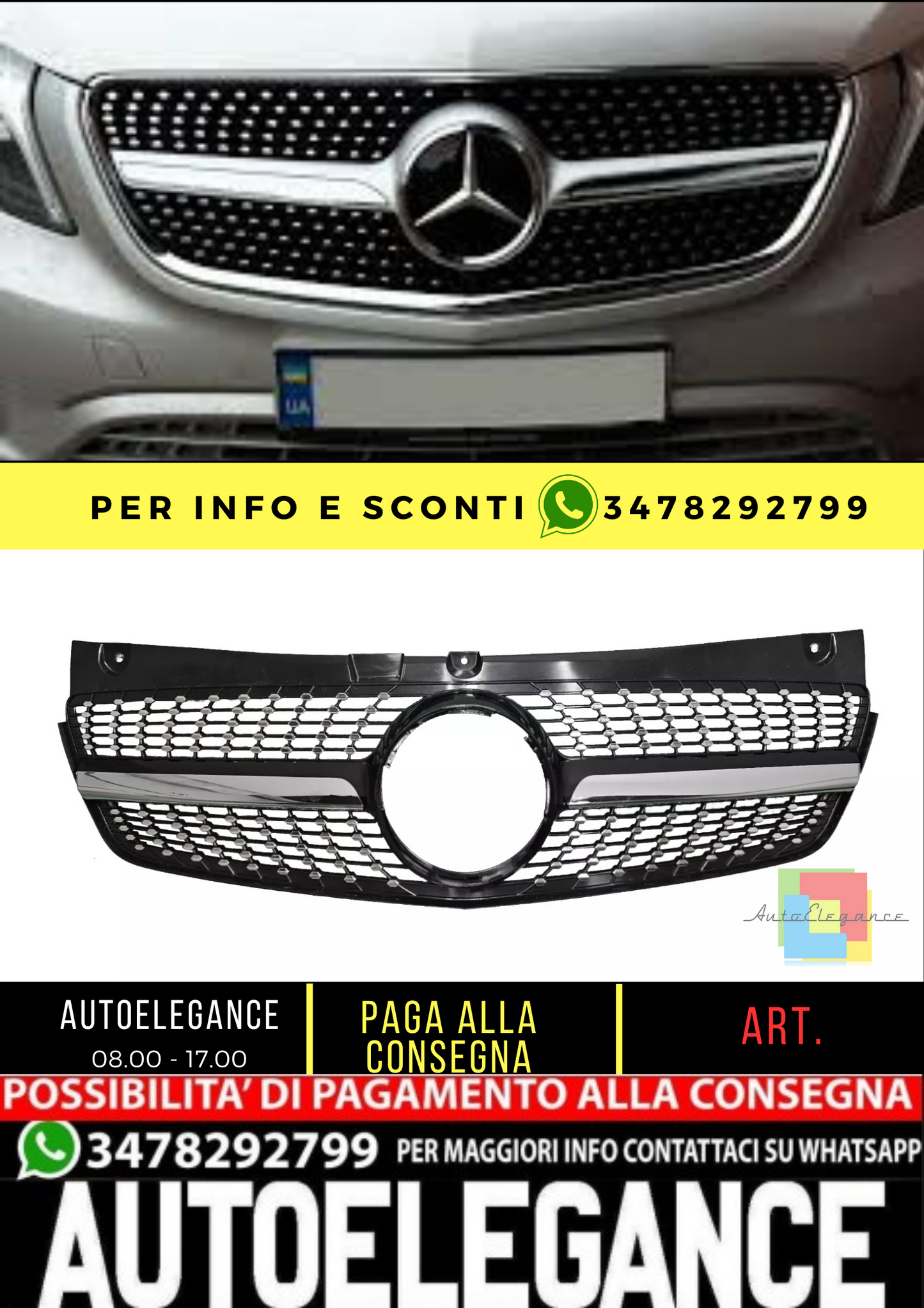 💥GRIGLIA RADIATORE DIAMANTA  ADATTO PER Mercedes Benz Viano W639 11-14💥