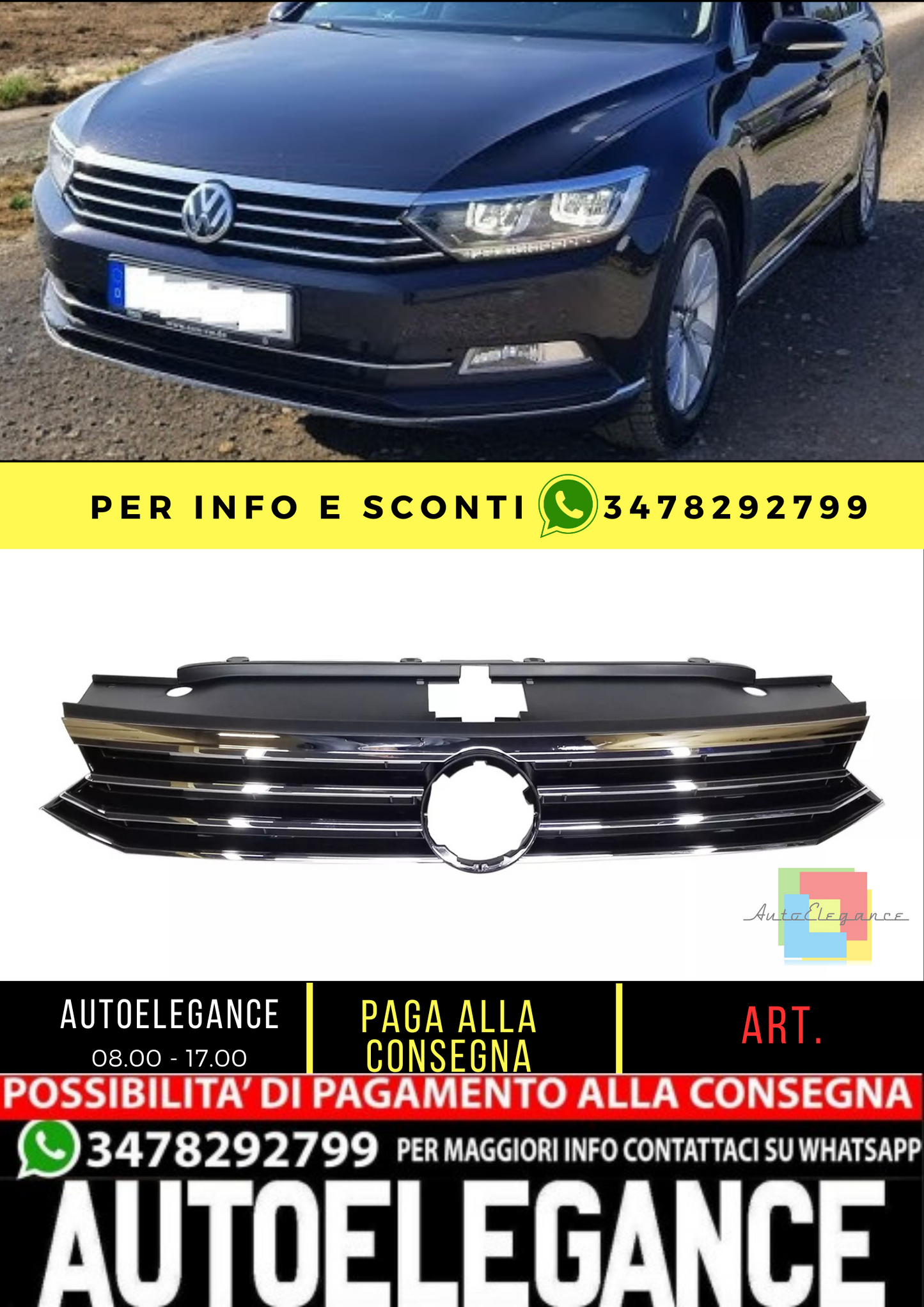 💥GRIGLIA RADIATORE HIGHLINE ADATTO PER VW Passat B8 2014 - 2018💥