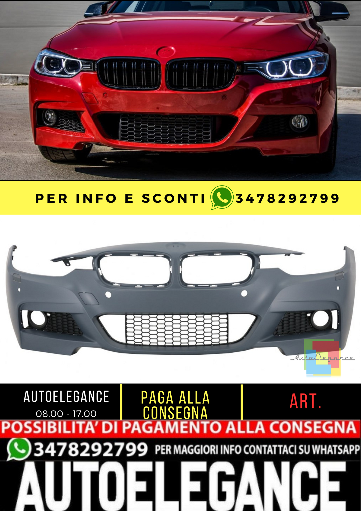 💥PARAURTI ANTERIORE ADATTO PER bmw f30 serie 3 m sport💥