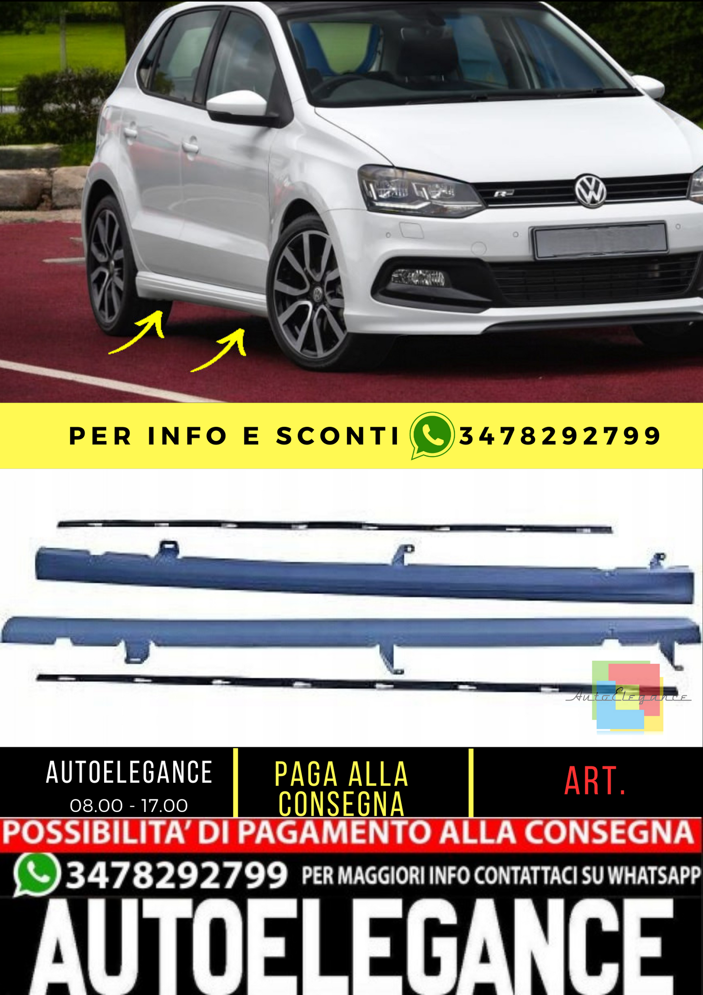 💥COPPIA MINIGONNE LATERALI ADATTO PER VW POLO 6R R optik 💥