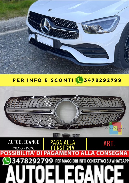 💥Griglia Radiatore Argento Diamond adatto per Mercedes Benz GLC classe X253 💥