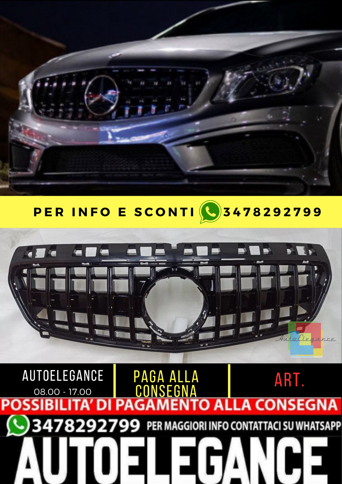 💥GRIGLIA RADIATORE GT ADATTO PER Mercedes Benz W176 A Kl 2012 - 2015💥