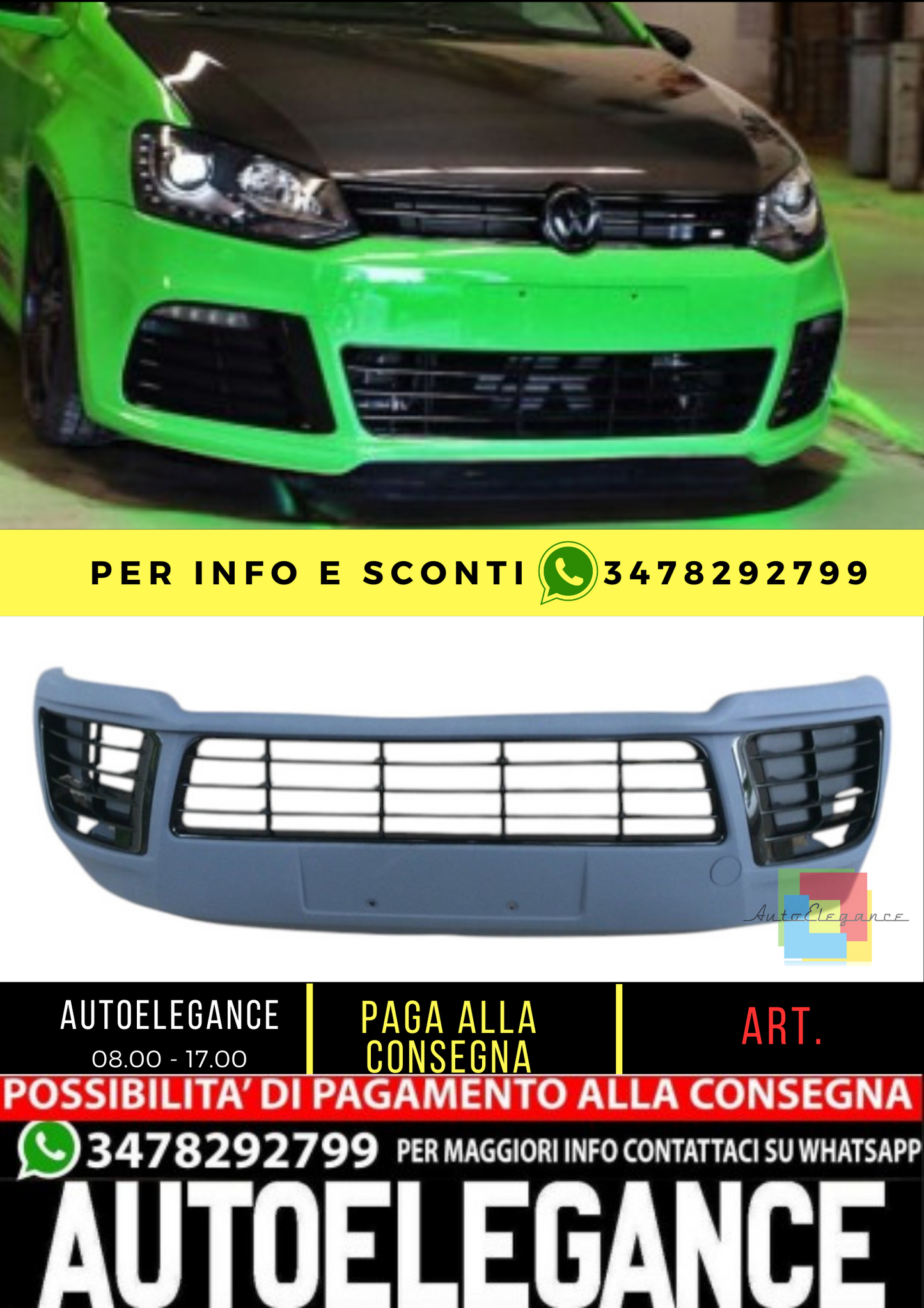 💥Paraurti anteriore Volkswagen Polo V restyling R Look 💥