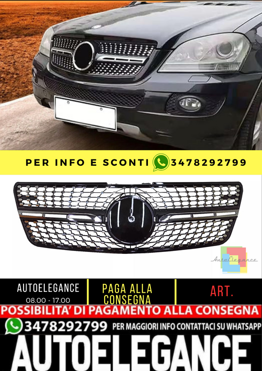 💥GRIGLIA RADIATORE NERO DIAMANTE ADATTO PER Mercedes Benz ML W164 09-11💥
