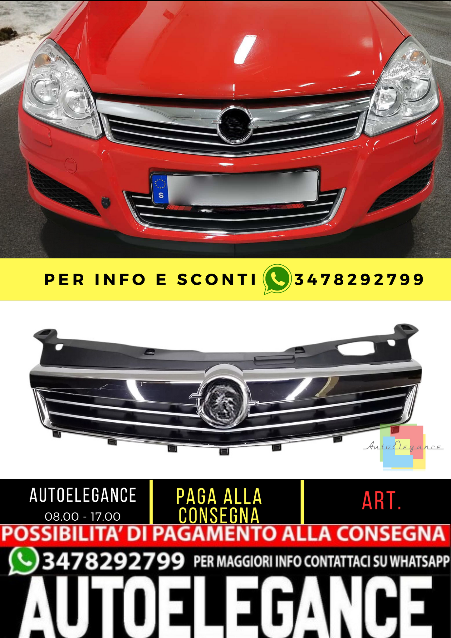 💥GRIGLIA RADIATORE ADATTO PER Opel Astra H Facelift 2007 - 2010💥