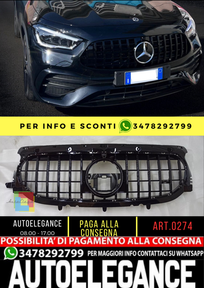 💥GRIGLIA RAFFREDDATORE PANAMERICANA NERO ADATTO PER Mercedes Benz H247 GLA 20💥