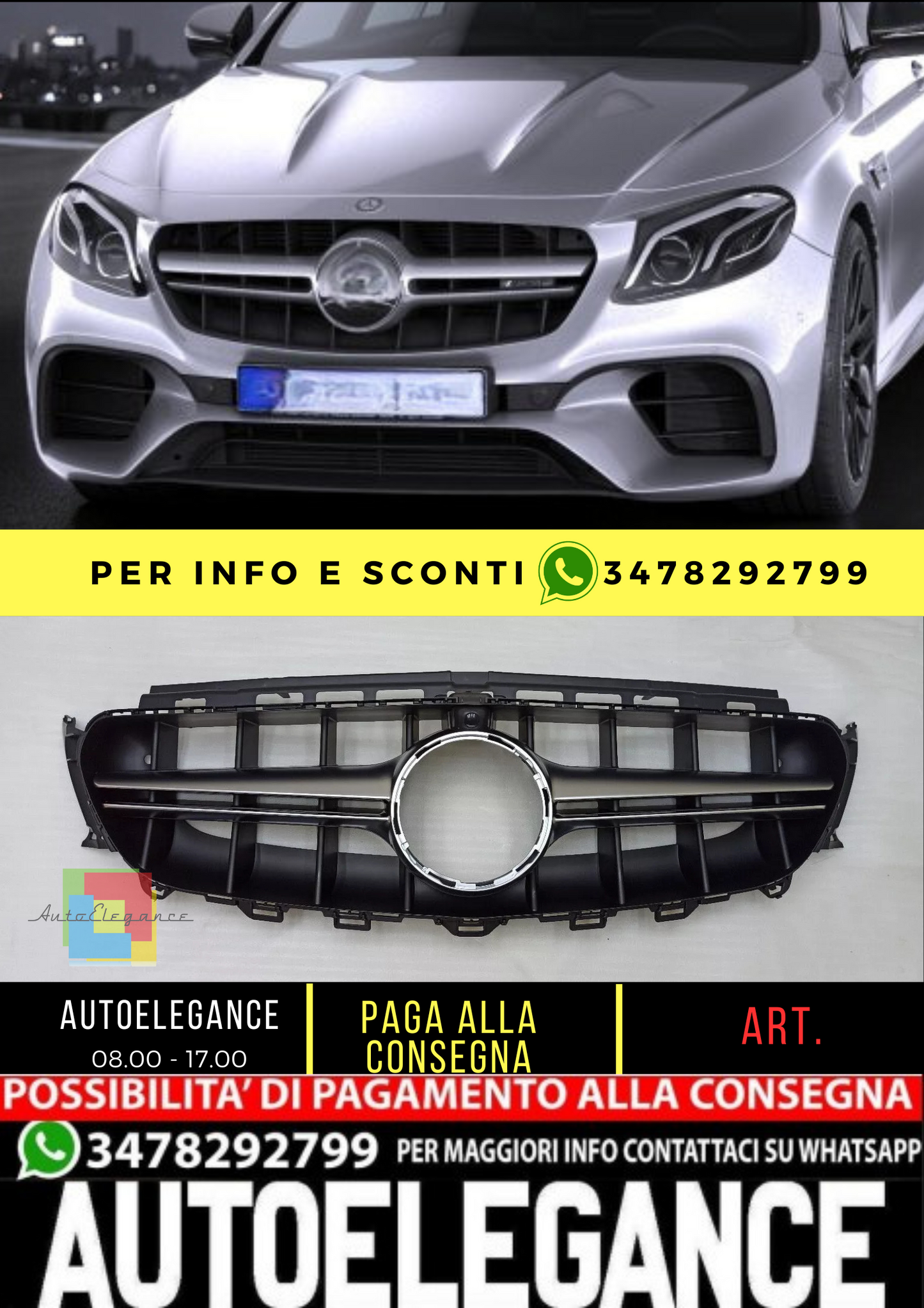 💥GRIGLIA RAFFREDDATORE ADATTO PERMercedes Benz Classe E W213 16-19 Look E63💥